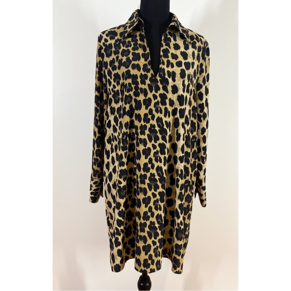 Zara Basics Long Sleeve Leopard Print Dress size Large